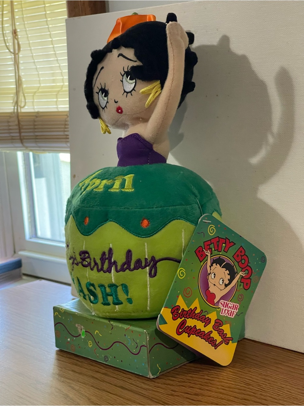 Betty Boop Plush Birthday Cupcake in Green and Purple